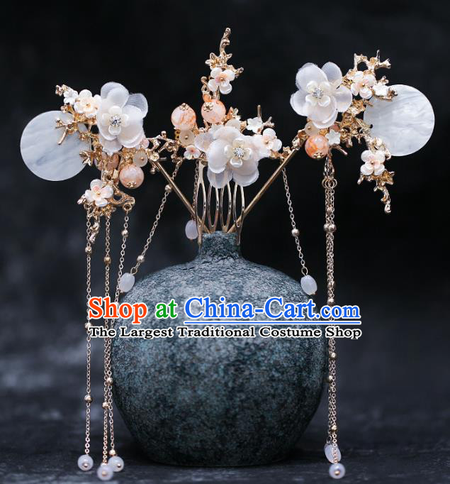 Chinese Traditional Hanfu Hairpins and Shell Hair Combs Hair Accessories Complete Set for Women