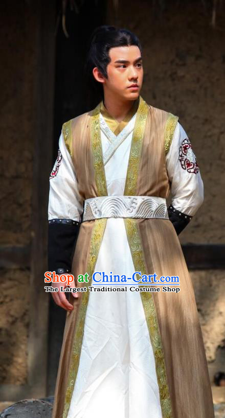 Chinese Ancient Swordsman Historical Drama Devastating Beauty Costume and Headpiece for Men