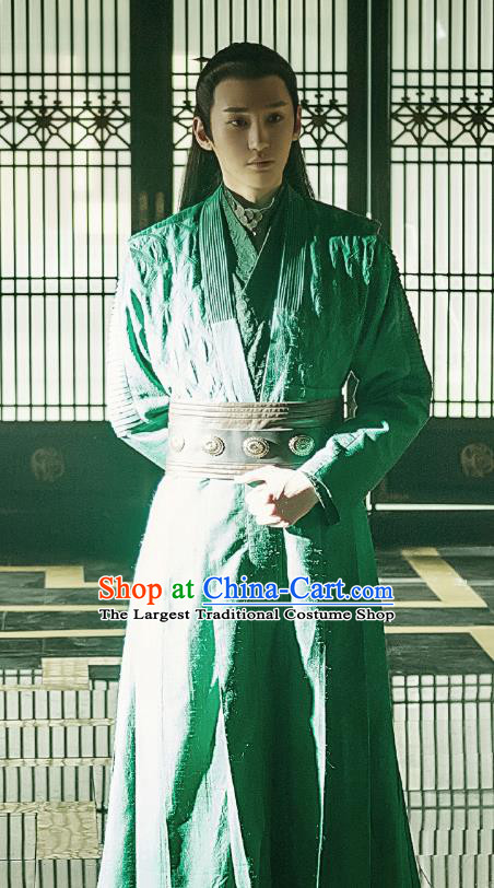 Chinese Ancient Prince Historical Television Bloody Romance Qu Chuxiao Costume and Headpiece for Men