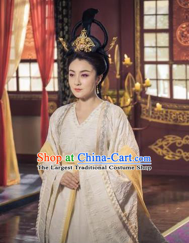 Chinese Ancient Queen Dowager Hanfu Dress Drama Legend of Yun Xi Costume and Headpiece for Women