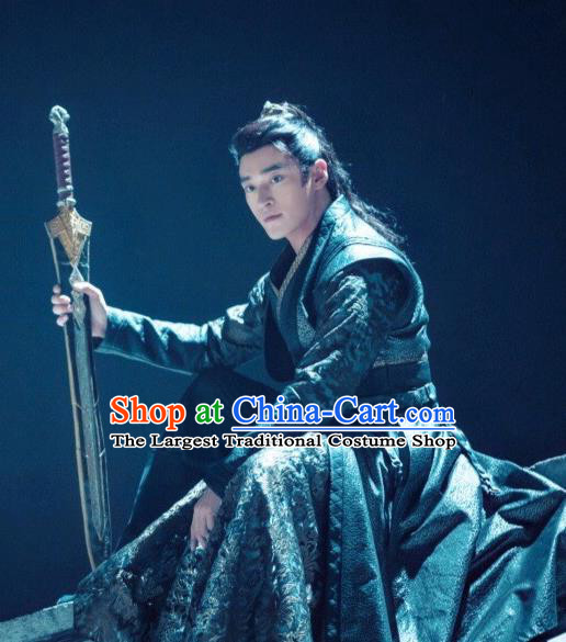 Chinese Ancient Swordsman Tang Li Clothing Historical Drama Legend of Yun Xi Costume and Headpiece for Men