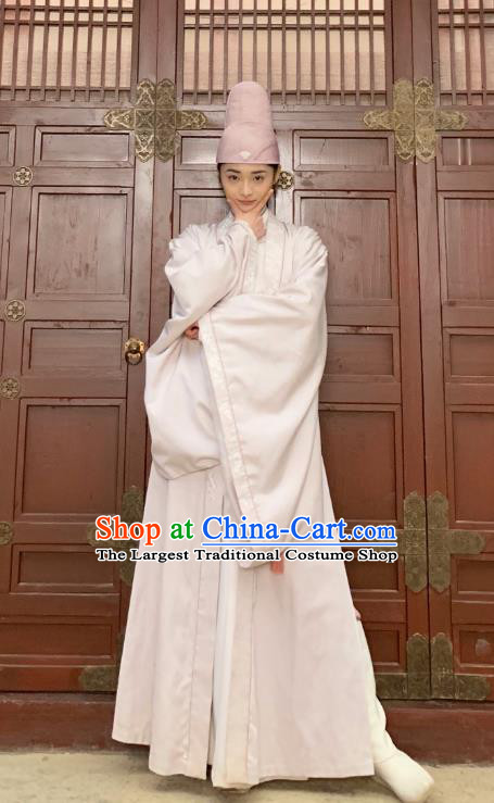 Drama Miss Truth Chinese Ancient Tang Dynasty Female Forensic Ran Yan White Dress Costume and Headpiece for Women