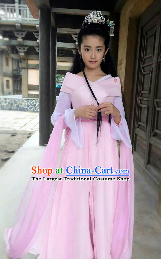 Chinese Ancient Princess Pink Hanfu Dress Drama Go Princess Go Zhang Lingling Costume and Headpiece for Women