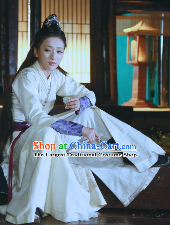 Drama Tao Hua Jie Chinese Ancient Female Swordsman Hanfu Dress Costume and Headpiece for Women