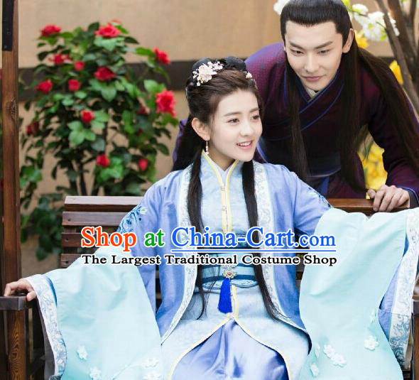Chinese Historical Drama The Eternal Love Ancient Court Rani Qu Tan Er Costume and Headpiece for Women