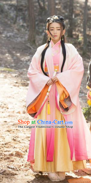 Chinese Historical Drama The Eternal Love Ancient Rani Qu Tan Er Costume and Headpiece for Women