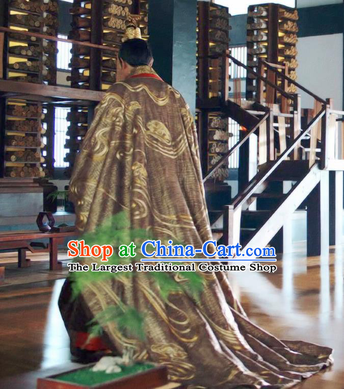 Chinese Drama Princess Silver Ancient Emperor Lin Historical Costume and Headwear for Men