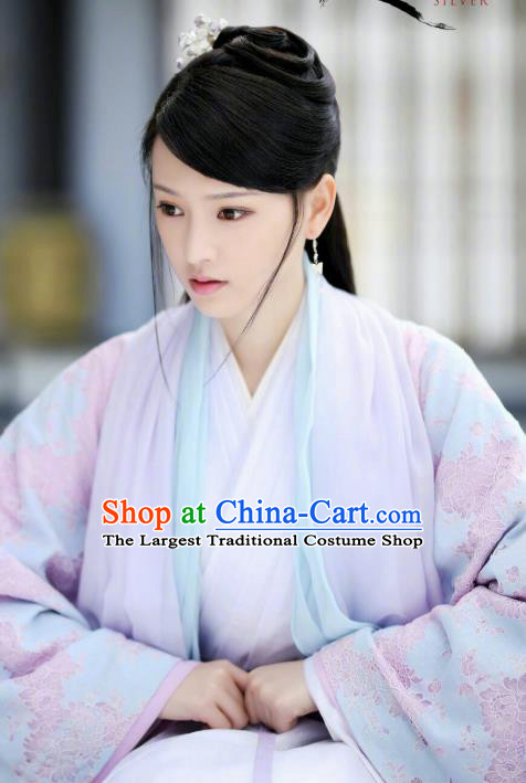 Chinese Ancient Court Lady Sun Yali Historical Drama Princess Silver Costume and Headpiece for Women