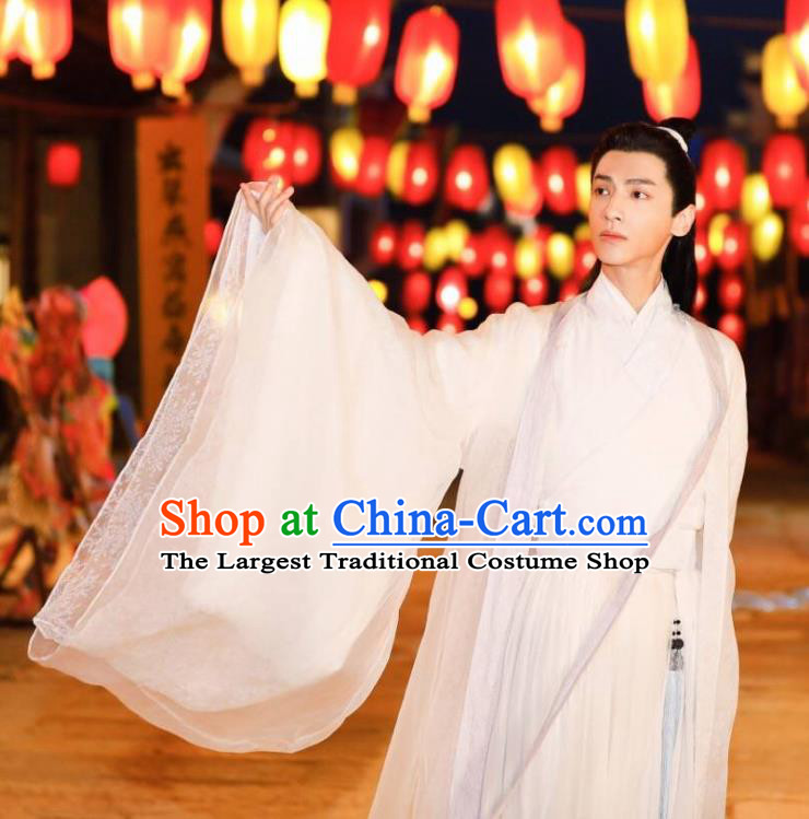 Drama Princess Silver Chinese Ancient Nobility Childe Rong Qi Historical Costume and Headwear for Men