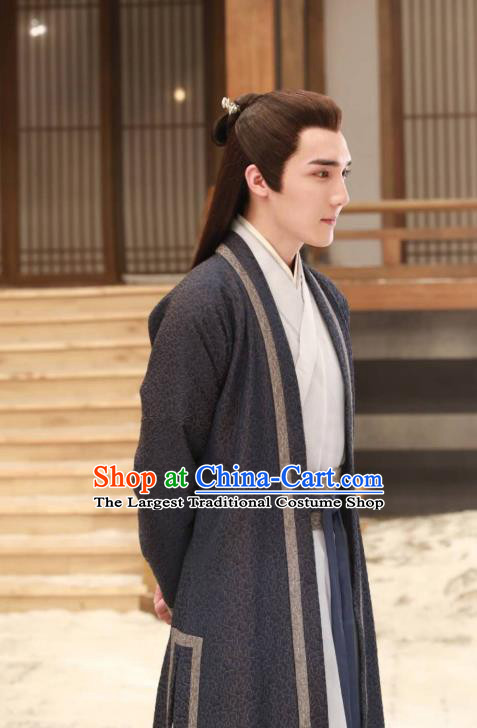 Drama Listening Snow Tower Chinese Ancient Swordsman Qing Ya Historical Costume and Headwear for Men