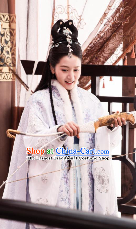 Chinese Ancient Princess Li Mingyue Hanfu Dress Historical Drama The Love By Hypnotic Tang Dynasty Costume and Headpiece for Women
