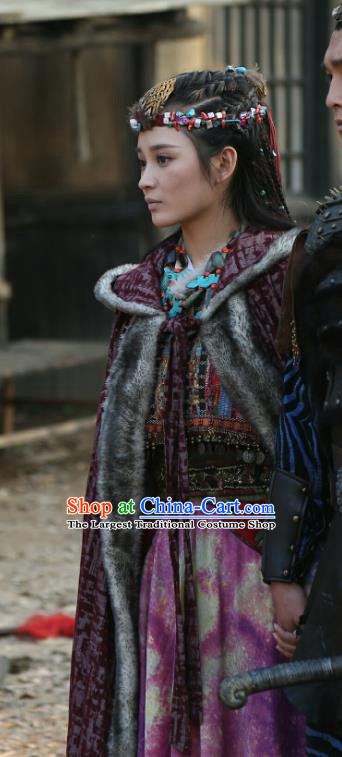 Chinese Ancient Tribe Princess Dress Historical Drama Sword Dynasty Wu Lianzi Costume and Headpiece for Women