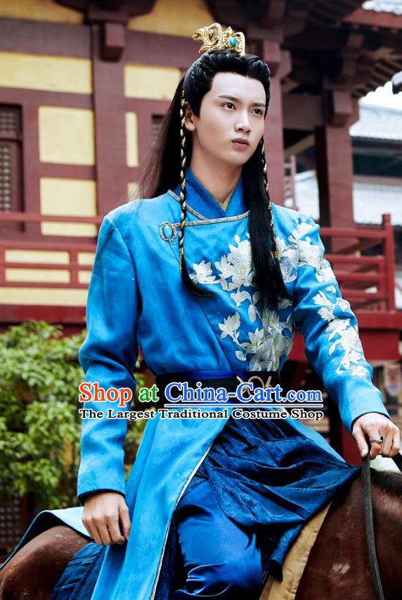 Drama Cinderella Chef Chinese Ancient Swordsman He Lianjing Costume and Headpiece Complete Set