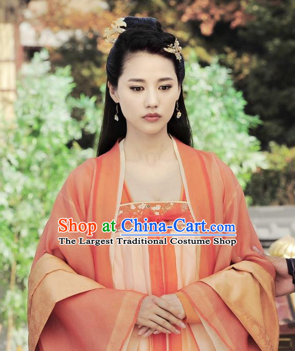 Chinese Ancient Tang Dynasty Royal Infanta Ming Hui Dress Historical Drama An Oriental Odyssey Costume and Headpiece for Women