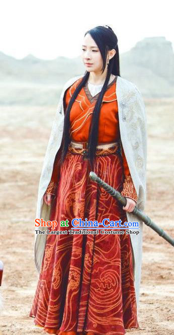 Chinese Ancient Female Swordsman Mo Chen Historical Drama The Legend of Jade Sword Costume and Headpiece for Women