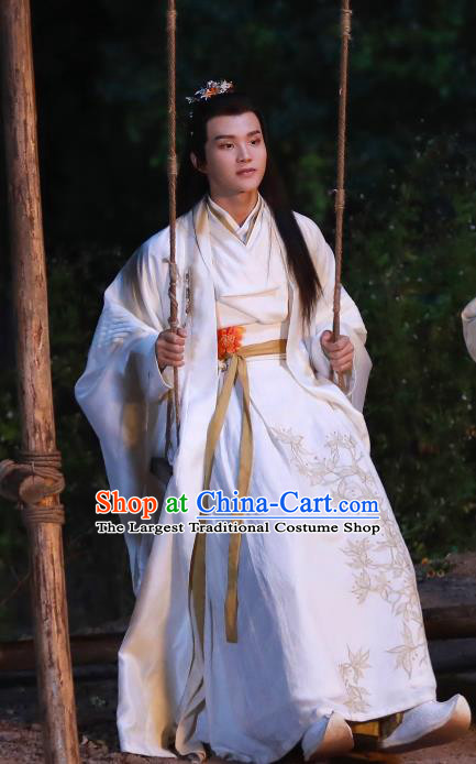 Chinese Ancient Knight White Clothing and Headpieces Drama the Birth of the Dream King Swordsman Ji Chuan Costumes