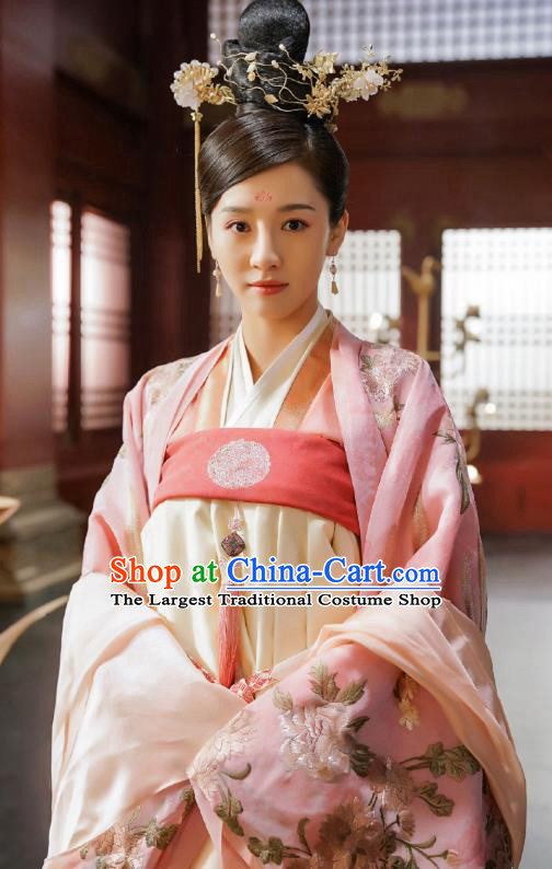 Chinese Ancient Royal Lady Dress Apparels Garment and Headpieces Drama To Get Her Court Princess Cha Ruirui Costumes