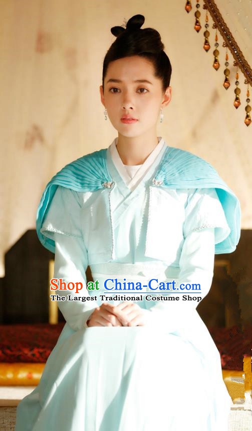 Chinese Ancient Female Swordsman Apparels Costumes and Headpiece Drama The Starry Night The Starry Sea Heroine Lu Li Hanfu Dress Garment