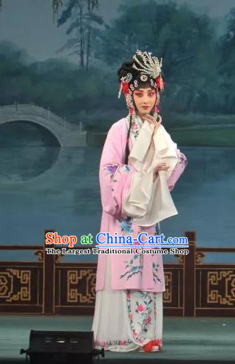 Traditional Chinese Peking Opera Rich Lady Dress Garment Lv Bu and Diao Chan Costumes Apparels Hua Tan Pink Cape and Headdress