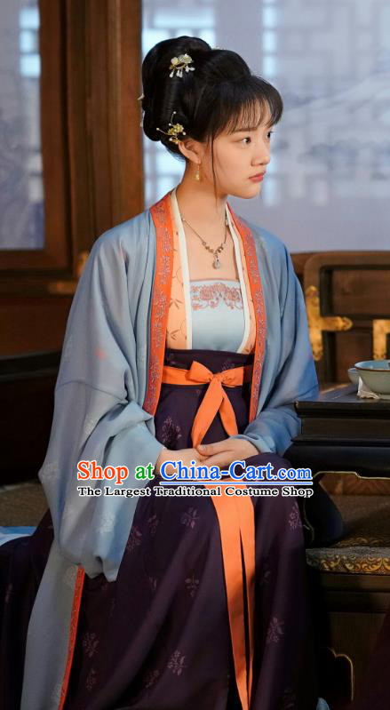 Ancient Chinese Drama Serenade of Peaceful Joy Historical Costumes Song Dynasty Princess Zhao Huirou Apparel Garment and Headpieces