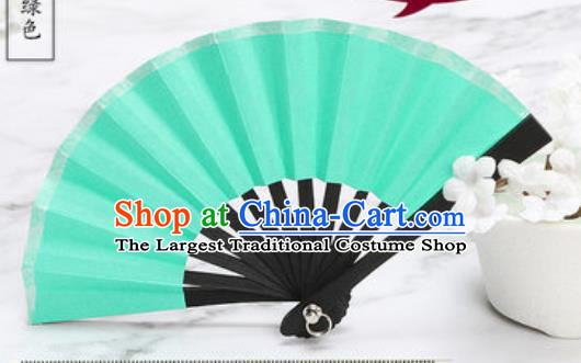 Chinese Traditional Little Green Paper Fans Handmade Accordion Classical Dance Folding Fan
