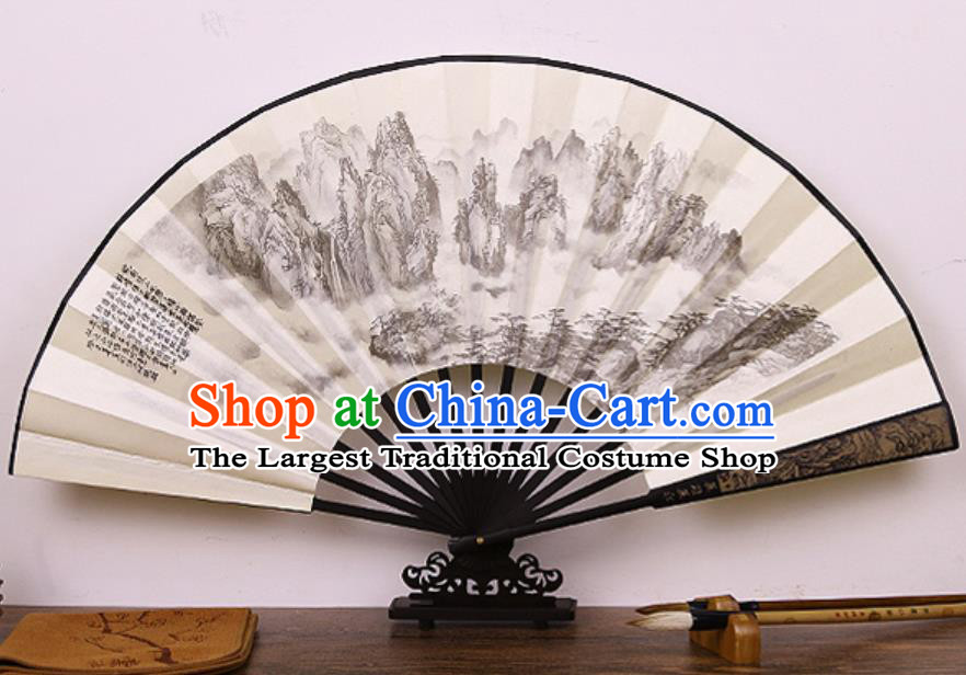 Handmade Chinese Printing Mountains Bamboo Silk Fan Traditional Classical Dance Accordion Fans Folding Fan