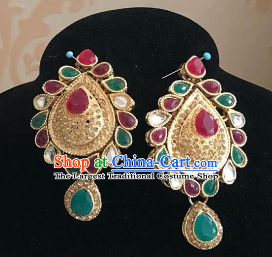 Indian Traditional Wedding Colorful Gems Earrings Asian India Bride Jewelry Accessories for Women