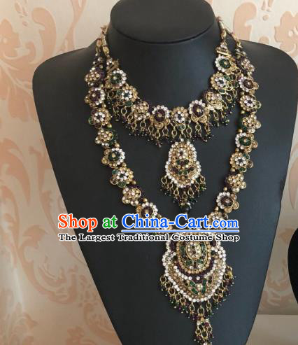Indian Court Traditional Wedding Necklace Asian India Bride Jewelry Accessories for Women