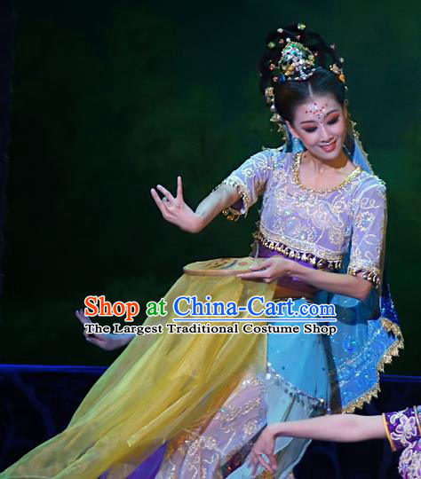 Chinese Traditional Dance Si Lu Hua Yu Purple Dress Classical Dance Flying Apsaras Stage Performance Costume for Women