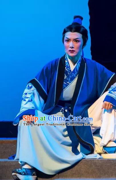 Chinese Yue Opera Scholar Apparels and Headwear Shaoxing Opera Young Male Costumes Merchant Qian Youliang Clothing Garment