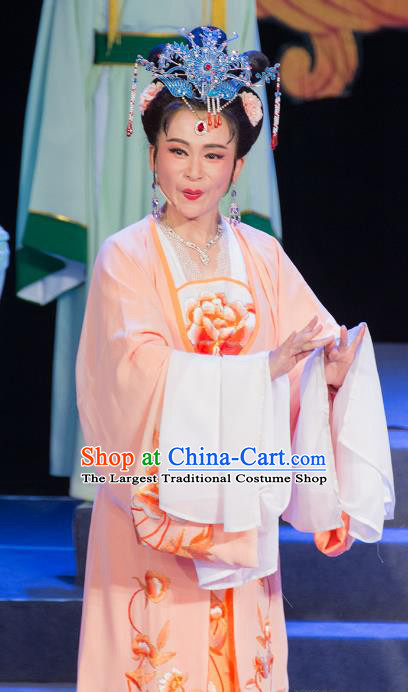 Chinese Shaoxing Opera Court Lady Pink Dress Costumes and Headpieces Palm Civet for Prince Yue Opera Actress Imperial Consort Apparels Garment