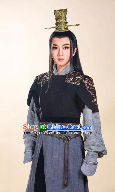 Chinese Yue Opera Prince Costumes and Headwear Shaoxing Opera King Wu Yue Young Male Apparels Xiaosheng Garment