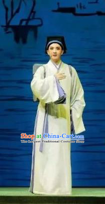 A Song of The Travelling Son Chinese Yue Opera Young Male Costumes Apparels and Headwear Shaoxing Opera Xiaosheng Scholar Garment