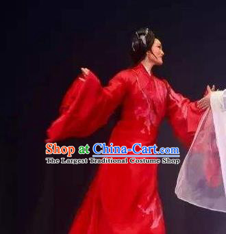 Chinese Shaoxing Opera Actress Hua Tan Red Dress Garment Costumes and Headpieces Qing Teng Kuang Ge Yue Opera Young Dame Apparels