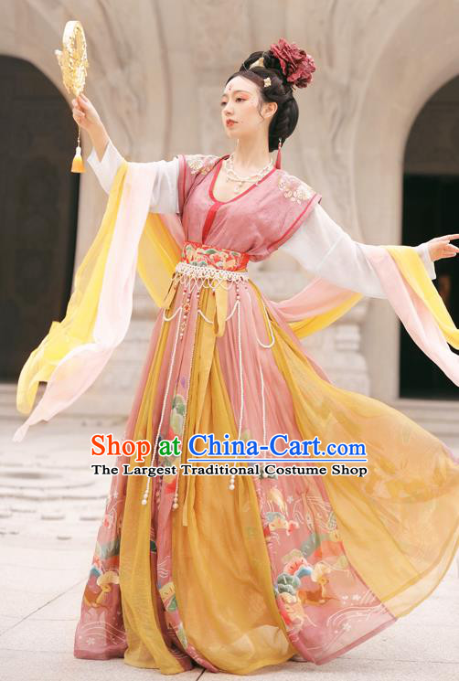 Chinese Ancient Flying Apsaras Garment Historical Costumes Traditional Tang Dynasty Princess Hanfu Dress for Women