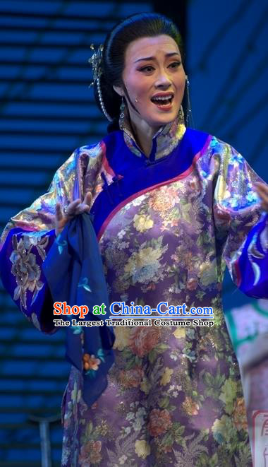 Chinese Shaoxing Opera Wisp of Hemp Elderly Female Dress and Headpieces Yue Opera Costumes Old Dame Garment Apparels