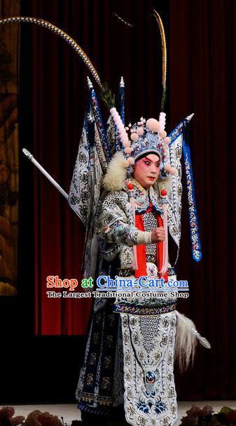Chinese Classical Kun Opera General Kao Apparels Princess Baihua Peking Opera Wu Sheng Costumes Armor Suit with Flags and Headwear