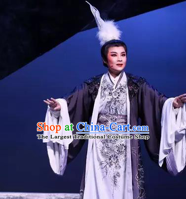 Dong Jun Qu Qi Chinese Yue Opera Niche Ku Liang Apparels Costumes and Headwear Shaoxing Opera Xiaosheng Young Male Garment Clothing