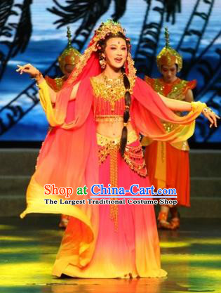 Chinese Shaoxing Opera Dance Dress Apparels and Headdress The Love of Maritime Silk Road Yue Opera Actress Garment Young Lady Costumes