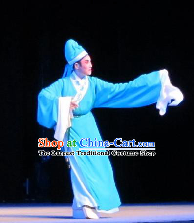 Bady from the Sea Chinese Yue Opera Scholar Fan Ge Apparels Costumes and Headwear Shaoxing Opera Xiaosheng Young Male Garment