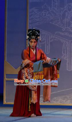 Chinese The Purple Hairpin Kun Opera Female Costumes Peking Opera Garment Red Dress Apparels and Hair Accessories