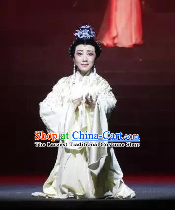 Chinese Shaoxing Opera Actress Su Nv Dress Costumes and Headpieces The Story of Goddess Yue Opera Hua Tan Garment Apparels