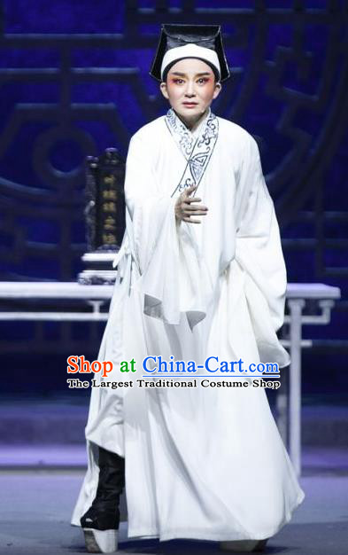 Tuan Yuan Zhi Hou Chinese Yue Opera Young Male Shi Qiaosheng Apparels and Hat Shaoxing Opera Scholar Garment Costumes