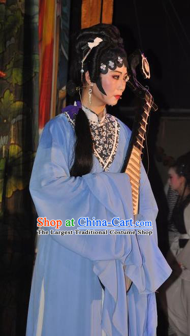 Chinese Shaoxing Opera Distress Maiden Qin Xianglian Dress Garment and Headpieces Tian Dao Zheng Yi Yue Opera Actress Costumes Apparels