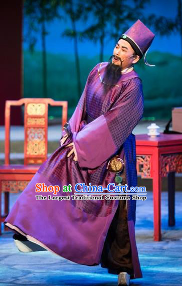 Chinese Yue Opera Laosheng Apparels and Headwear Ren Heart Medicine Shaoxing Opera Elderly Male Garment Landlord Costumes