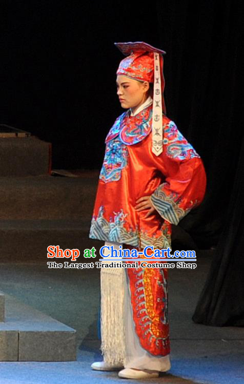 Chinese Yue Opera Wusheng Martial Male Qing Jian Fan Ying Apparels and Headwear Shaoxing Opera Bodyguard Costumes Garment
