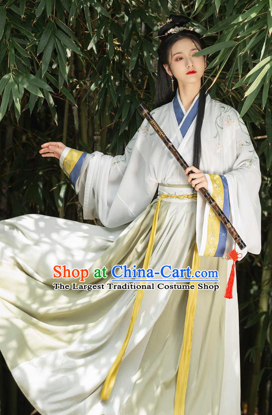 Chinese Traditional Jin Dynasty Young Lady Hanfu Dress Ancient Female Swordsman Garment Historical Costumes
