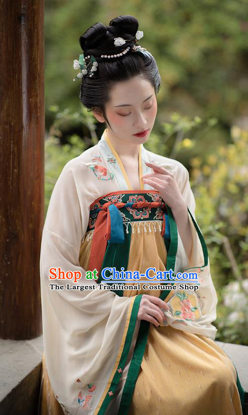 Chinese Traditional Tang Dynasty Court Lady Hanfu Dress Ancient Palace Princess Embroidered Garment Historical Costumes