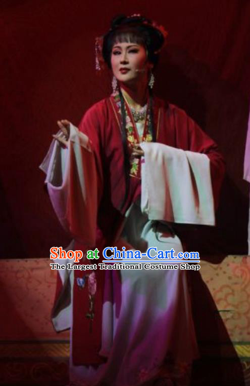 Chinese Shaoxing Opera Rich Lady Gao Qiufang Dress Apparels Costumes and Headpieces Yi Jian Zhong Qing Yue Opera Diva Wedding Garment