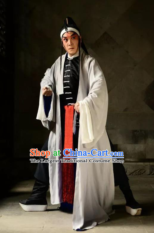 Heros Chinese Kun Opera Martial Male Garment Apparels Clothing and Headwear Kunqu Opera Swordsman Wu Song Costumes